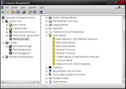 Device manager soundcard